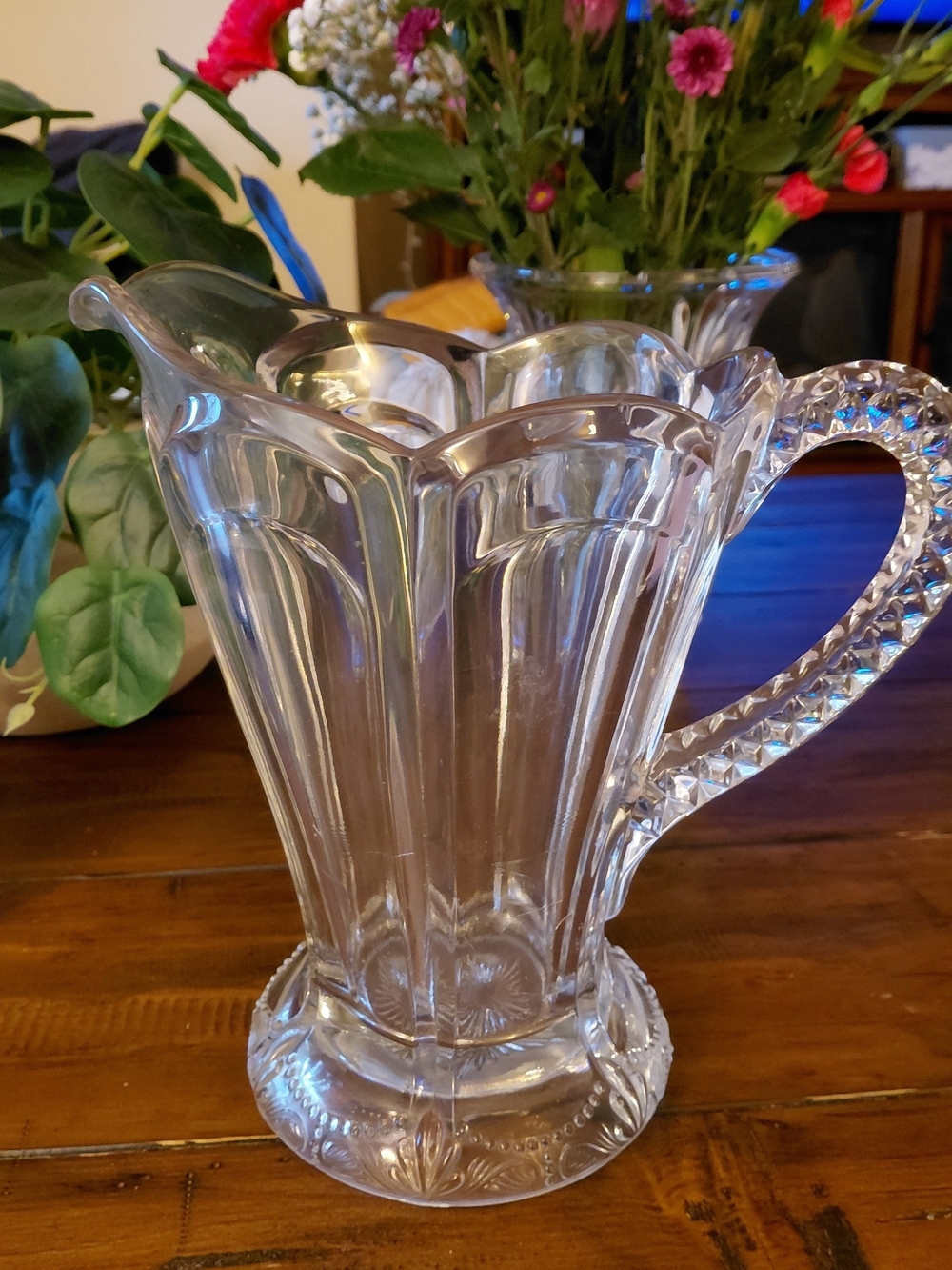 RARE 1903 Northwood UV Glass Vtg Winsome Pattern Water Pitcher - 9”